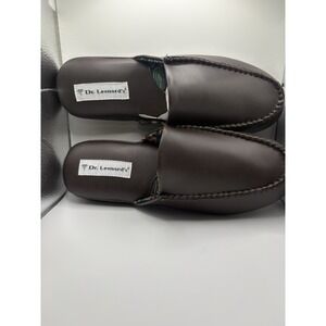 Dr. Leonard's Men's Open-Back Slippers Paisley Lining Round Toe Sz 10